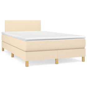 Box spring bed with cream fabric mattress 120x190 cm by vidaXL, Beds and slatted bases - Ref: Foro24-3269763, Price: 369,26 €...