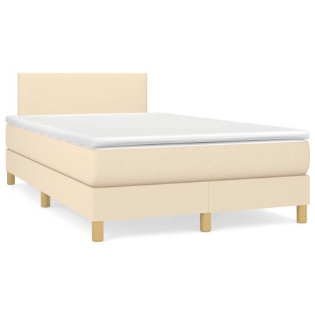 Box spring bed with cream fabric mattress 120x190 cm by vidaXL, Beds and slatted bases - Ref: Foro24-3269763, Price: 369,67 €...