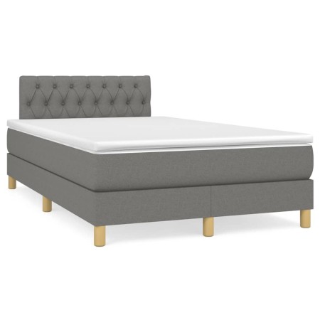 Cama box spring con colchón tela gris oscuro 120x190 cm de vidaXL, Camas y somieres - Ref: Foro24-3269794, Precio: 376,21 €, ...