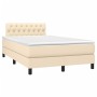 Box spring bed with cream fabric mattress 120x190 cm by vidaXL, Beds and slatted bases - Ref: Foro24-3269749, Price: 377,25 €...