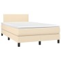 Box spring bed with cream fabric mattress 120x190 cm by vidaXL, Beds and slatted bases - Ref: Foro24-3269714, Price: 374,77 €...