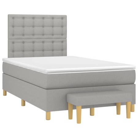 Cama box spring con colchón tela gris claro 120x190 cm de vidaXL, Camas y somieres - Ref: Foro24-3270432, Precio: 442,18 €, D...