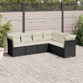 Set aus 6-teiligen Gartensofas und Kissen Kunstrattan schwarz von vidaXL, Gartensets - Ref: Foro24-3249515, Preis: 354,99 €, ...