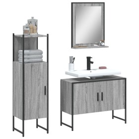 3-piece bathroom furniture set made of gray Sonoma plywood by vidaXL, Bathroom furniture - Ref: Foro24-3214352, Price: 155,32...