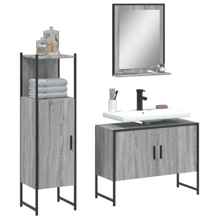 Set de muebles de baño 3 pzas madera contrachapada gris sonoma de vidaXL, Muebles de baño - Ref: Foro24-3214352, Precio: 155,...