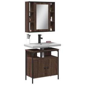 Bathroom furniture set, 2 pieces, plywood, brown oak. by vidaXL, Bathroom furniture - Ref: Foro24-3214719, Price: 127,93 €, D...