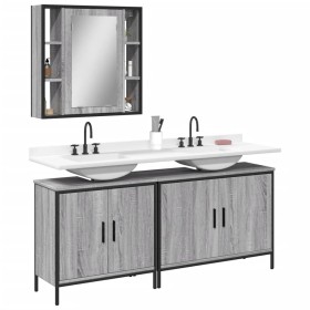 3-piece bathroom furniture set made of gray Sonoma plywood by vidaXL, Bathroom furniture - Ref: Foro24-3214733, Price: 184,59...