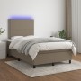 Box spring bed with mattress and LED taupe gray fabric 120x190 cm by vidaXL, Beds and slatted bases - Ref: Foro24-3270194, Pr...