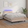 Box spring bed LED mattress synthetic leather cappuccino 120x190cm by vidaXL, Beds and slatted bases - Ref: Foro24-3270128, P...