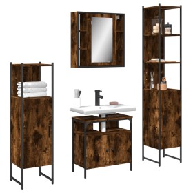 4-piece bathroom furniture set made of smoked oak plywood by vidaXL, Bathroom furniture - Ref: Foro24-3214767, Price: 255,99 ...