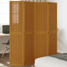 4-panel solid paulownia wood room divider screen in brown. by vidaXL, Room dividers - Ref: Foro24-358818, Price: 89,43 €, Dis...