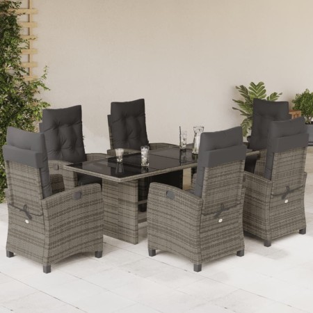 Set comedor jardín 7 pzas y cojines ratán sintético gris de vidaXL, Conjuntos de jardín - Ref: Foro24-3212924, Precio: 1,00 €...