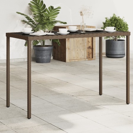 Mesa de jardín superficie vidrio ratán PE marrón 115x54x74 cm de vidaXL, Mesas de jardín - Ref: Foro24-365074, Precio: 72,53 ...