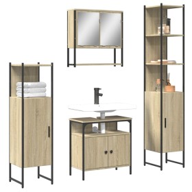 Juego de muebles de baño 4 pzas contrachapada roble Sonoma de vidaXL, Muebles de baño - Ref: Foro24-3214706, Precio: 289,38 €...