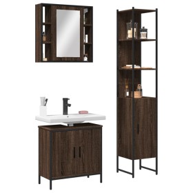 Set de muebles de baño 3 pzas madera contrachapada roble marrón de vidaXL, Muebles de baño - Ref: Foro24-3214744, Precio: 198...