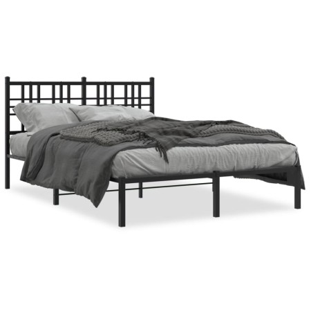 Estructura de cama con cabecero metal negro 140x200 cm de vidaXL, Camas y somieres - Ref: Foro24-376325, Precio: 106,99 €, De...