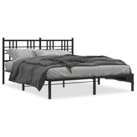 Bed frame with black metal headboard 160x200 cm by vidaXL, Beds and slatted bases - Ref: Foro24-376327, Price: 110,78 €, Disc...