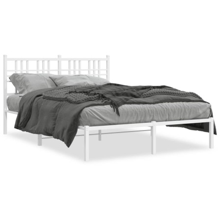 Estructura de cama de metal con cabecero blanca 120x200 cm de vidaXL, Camas y somieres - Ref: Foro24-376371, Precio: 103,18 €...