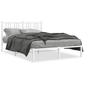 Estructura de cama de metal con cabecero blanca 140x190 cm de vidaXL, Camas y somieres - Ref: Foro24-376373, Precio: 105,99 €...