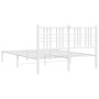 Metal bed frame with white headboard 140x190 cm by vidaXL, Beds and slatted bases - Ref: Foro24-376373, Price: 105,99 €, Disc...