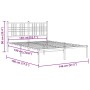 Metal bed frame with white headboard 140x190 cm by vidaXL, Beds and slatted bases - Ref: Foro24-376373, Price: 105,99 €, Disc...