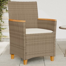 Garden chairs with cushion 2 pcs PE rattan beige and acacia wood by vidaXL, Garden chairs - Ref: Foro24-368722, Price: 203,99...