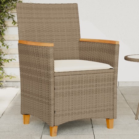 Garden chairs with cushion 2 pcs PE rattan beige and acacia wood by vidaXL, Garden chairs - Ref: Foro24-368722, Price: 203,75...