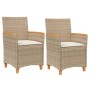 Garden chairs with cushion 2 pcs PE rattan beige and acacia wood by vidaXL, Garden chairs - Ref: Foro24-368722, Price: 203,75...