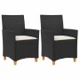 Garden chairs with cushions 2 pcs black PE rattan and acacia wood by vidaXL, Garden chairs - Ref: Foro24-368717, Price: 195,9...