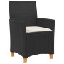 Garden chairs with cushions 2 pcs black PE rattan and acacia wood by vidaXL, Garden chairs - Ref: Foro24-368717, Price: 195,9...