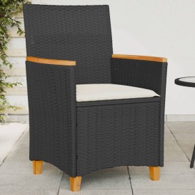 Garden chairs with cushions 2 pcs black PE rattan and acacia wood by vidaXL, Garden chairs - Ref: Foro24-368720, Price: 200,9...