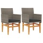 Garden chairs and cushions 2 units gray PE rattan and solid wood by vidaXL, Garden chairs - Ref: Foro24-368715, Price: 197,84...