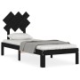 Estructura de cama individual con cabecero madera maciza negro de vidaXL, Camas y somieres - Ref: Foro24-3193690, Precio: 98,...