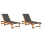 2 solid acacia wood sun loungers with black textilene. by vidaXL, Loungers - Ref: Foro24-3279247, Price: 294,45 €, Discount: %