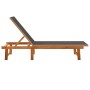 2 solid acacia wood sun loungers with black textilene. by vidaXL, Loungers - Ref: Foro24-3279247, Price: 294,45 €, Discount: %