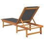 2 solid acacia wood sun loungers with black textilene. by vidaXL, Loungers - Ref: Foro24-3279247, Price: 294,45 €, Discount: %