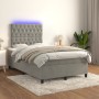 Box spring bed with mattress and LED light gray velvet 120x190 cm by vidaXL, Beds and slatted bases - Ref: Foro24-3270329, Pr...