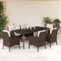 Set comedor de jardín 7 pzas con cojines ratán sintético marrón de vidaXL, Conjuntos de jardín - Ref: Foro24-3211946, Precio:...