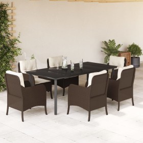 7-teiliges Garten-Esszimmer-Set mit Kissen synthetisches Rattan braun von vidaXL, Gartensets - Ref: Foro24-3211946, Preis: 77...