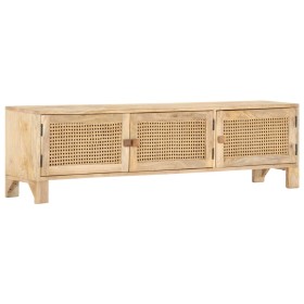 TV-Schrank aus massivem Mangoholz und natürlichem Rohrgeflecht, 140 x 30 x 40 cm von vidaXL, TV-Möbel - Ref: Foro24-287740, P...