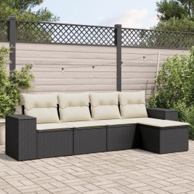 5-teiliges Gartenmöbel-Set und Kissen aus synthetischem Rattan schwarz von vidaXL, Gartensets - Ref: Foro24-3254823, Preis: 3...