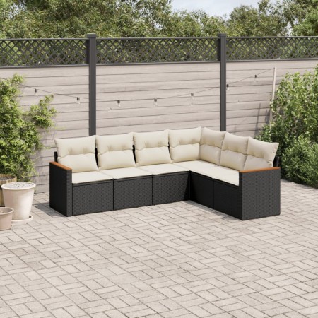 Set aus 6-teiligen Gartensofas und Kissen Kunstrattan schwarz von vidaXL, Gartensets - Ref: Foro24-3258402, Preis: 389,09 €, ...