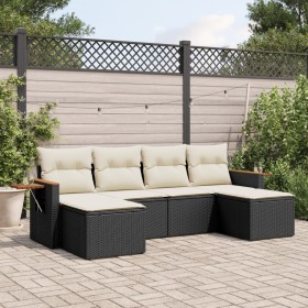 Set aus 6-teiligen Gartensofas und Kissen Kunstrattan schwarz von vidaXL, Gartensets - Ref: Foro24-3259459, Preis: 378,75 €, ...