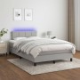 Box spring bed with mattress and LED light gray fabric 120x190 cm by vidaXL, Beds and slatted bases - Ref: Foro24-3270039, Pr...