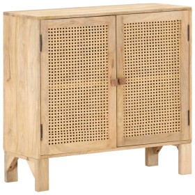 Solid mango and natural cane wood sideboard 80x30x73 cm by vidaXL, Sideboards - Ref: Foro24-287742, Price: 276,99 €, Discount: %