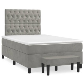 Box spring bed with light gray velvet mattress 120x190 cm by vidaXL, Beds and slatted bases - Ref: Foro24-3270487, Price: 473...