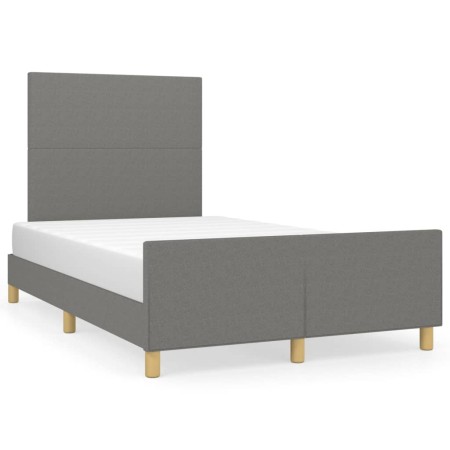 Bed frame with headboard dark gray fabric 120x190 cm by vidaXL, Beds and slatted bases - Ref: Foro24-3270500, Price: 169,97 €...