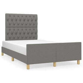 Bed frame with headboard dark gray fabric 120x190 cm by vidaXL, Beds and slatted bases - Ref: Foro24-3270535, Price: 183,99 €...