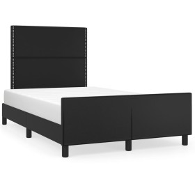 Bed frame with headboard black synthetic leather 120x190 cm by vidaXL, Beds and slatted bases - Ref: Foro24-3270554, Price: 1...