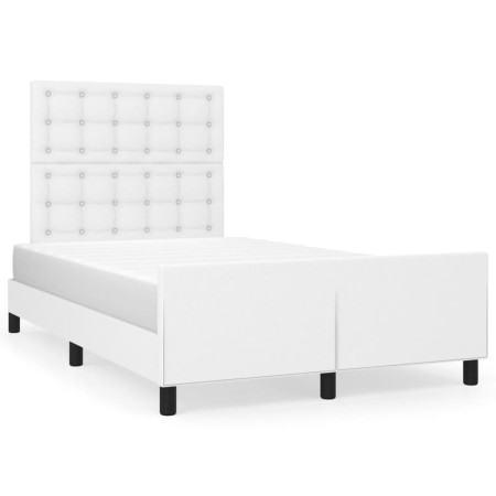 Estructura cama con cabecero cuero sintético blanco 120x190 cm de vidaXL, Camas y somieres - Ref: Foro24-3270561, Precio: 173...